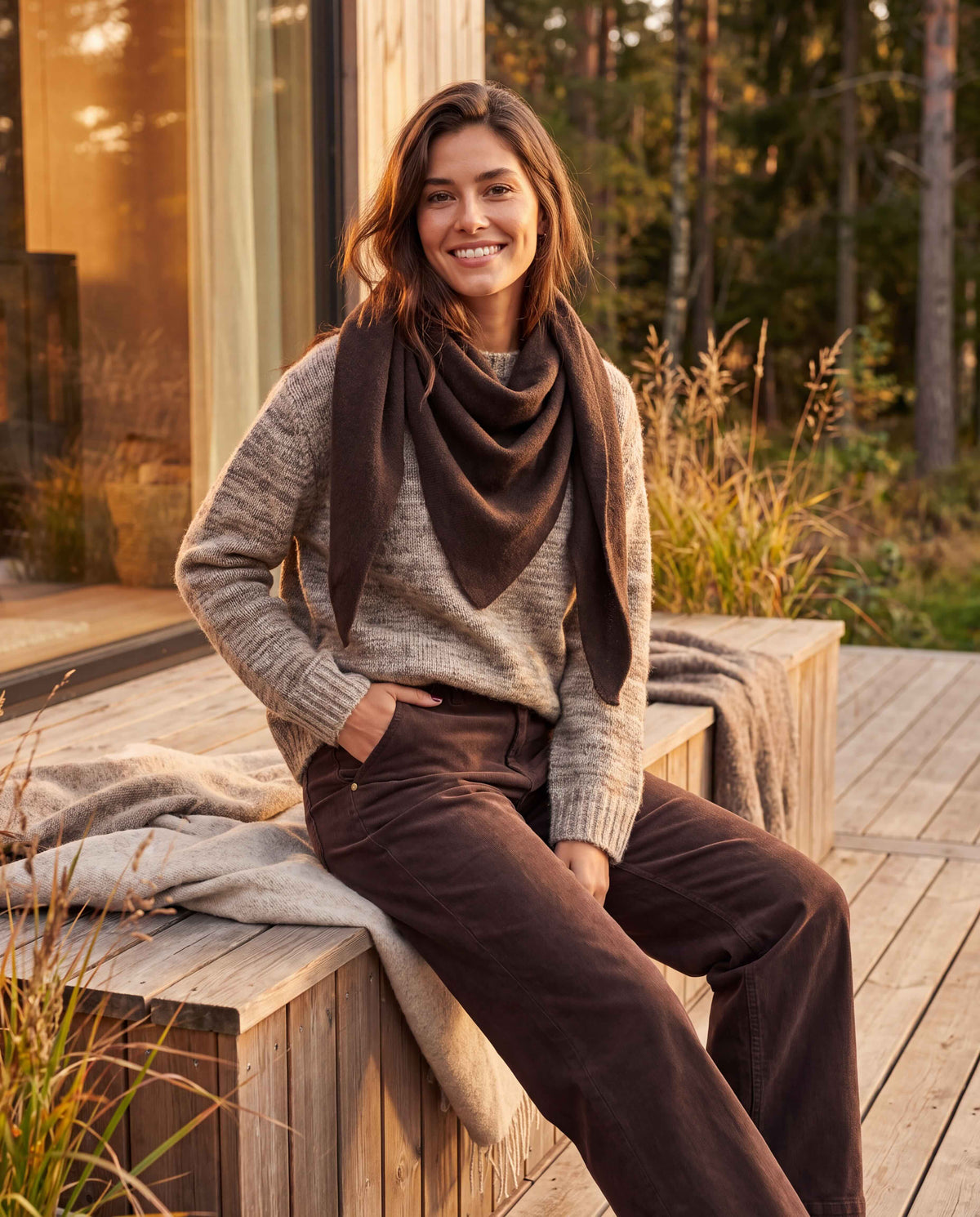 Prepair Mona Knit Scarf Scarf Brown - ai